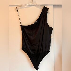 PAIGE Women's Black Silk One Shoulder Bodysuit